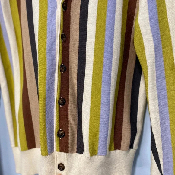 Checks Men’s Downtown Multi Stripe Button Down Cardigan Medium M Grandpa Retro - Picture 9 of 12